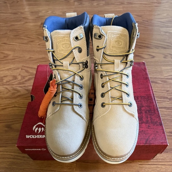 Men's Wolverine Lucky Brand Tan Boots Wedge  Suede Size 12  NIB - Picture 1 of 8